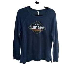 Surf Diva Techstyles Long Sleeve Top Blue Womens Small NWT Beachy $60